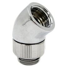 Conexão - 2x G1/4 - 45º - Swiftech - 45D-SWV-G1-4-MFA-CHR - Cromada