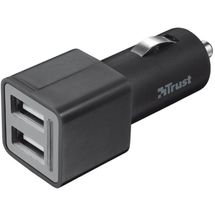 Carregador Veicular > USB - 2 portas - Trust - Preto/Cinza - 19171
