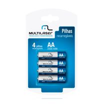 Pilha AA Recarregável - 2.500mAh - Multilaser (4 unidades) - CB052
