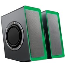 Caixa de Som - 2.0 - Multilaser Gamer Warrior Led Light - Preta/Verde - SP201