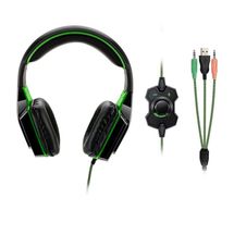 Fone de Ouvido (c/ mic) - 3,5mm - Multilaser Headset Gamer Warrior Dual Shock Led - Preto/Verde - PH180