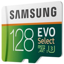 Cartão de memória microSDXC 128GB Samsung EVO Select (Classe 10, UHS-I, c/ Adaptador, 100/90MBs R/W) - MB-ME128GA/AM
