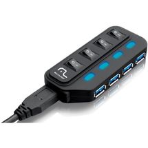 Hub USB 3.0 - 4 portas - Multilaser Slim - Preto - AC264