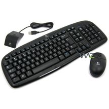 Teclado e Mouse - USB - Logitech Cordless Desktop EX 100 - Preto - 920-000884