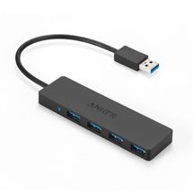 Hub USB 3.0 - 4 portas - Anker - Ultra Slim - Preto
