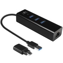 Hub USB 3.0 - 3 portas + Ethernet - Vantec VLink - Preto - UGT-AH340GNA