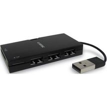 Hub USB 2.0 -  3 portas - Comtac Combo Slim Hub (c/leitor de cartão) - Preto - 9264