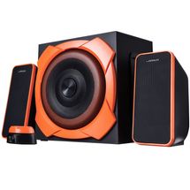 Caixa de Som Gamer - 2.1  - 50W - Multilaser Warrior - SP266 - (P2, Preto/Laranja)