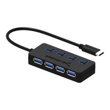 Hub USB-C - 4 portas - Sabrent Hub (w/ Power Switch) - Preto - HB-UMC4