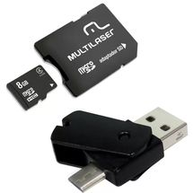 Cartao de Memoria - Multilaser 4X1: Adaptador Pendrive Dual OTG+Adaptador SD+C4 - 8GB - MC130