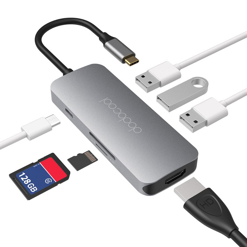 118260-1-Hub_USB_C_3_1_7_em_1_3_portas_USB_3_0_1_x_USB_C_1_HDMI_4K_2_x_Leitor_de_Cartao_DodoCool_DC68_118260
