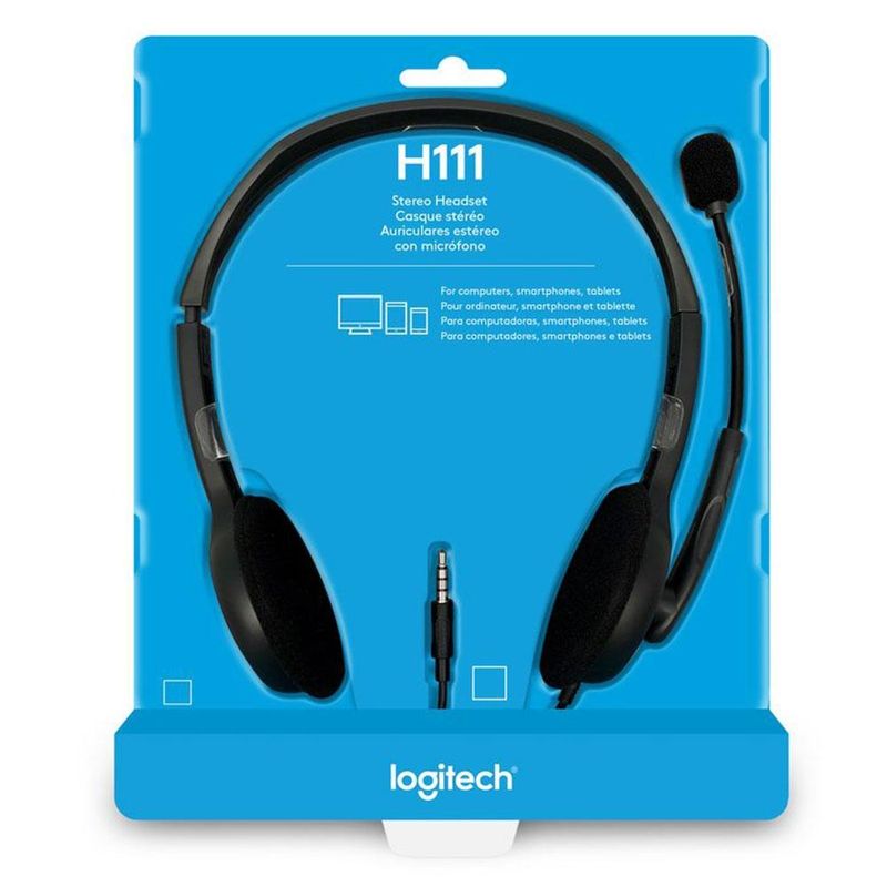 119756-1-OPEN_BOX_Fone_de_Ouvido_c_mic_3_5mm_Logitech_Stereo_Headset_Multidispositivos_H111_Cinza_981_000612_119756