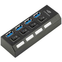 Hub USB 3.0 - 4 portas - com chave seletora - C3 Tech - Preto - HU-S300BK
