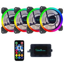 Cooler Gabinete 12cm - Apevia RGB c/ controle (pack com 4) - 412L-RGB