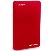 Gaveta Externa Portátil (2.5pol) - SATA > USB 2.0 - C3 Tech - Vermelho - CH-200RD