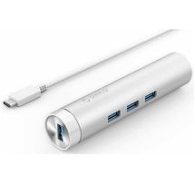 Hub USB C 3.0 - 3 Portas - Orico Ethernet Gigabit - ARH3L-U3 (Alumínio, Ethernet GB)