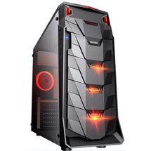 Gabinete ATX - Myamax - Gamer Taurus - MCA-TAURUS/BK - Preto LED Vermelho - (c/ lateral acrílico)