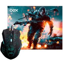 Mouse Gamer e Mouse Pad - 2400 DPI - OEX - MC101