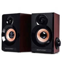 Caixa de Som - 2.0 - 6W - Multilaser - SP261 - (USB/P2, Preto, acabamento madeira)