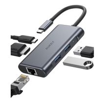 Hub USB-C 3.0 (6 em 1: 3 portas USB 3.0, 1x Gigabit Ethernet, 1x HDMI , 1x USB-C) - AUKEY - CB-C75 / 1020120