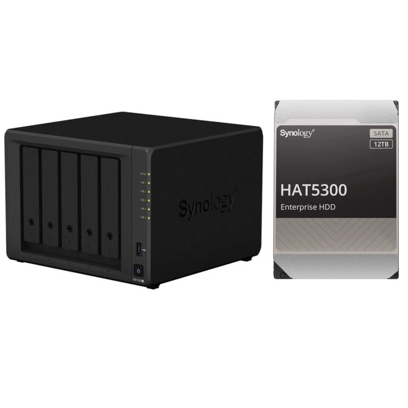 123698-1-NAS_Synology_Diskstation_5_baias_DS1520_60TB_Celeron_J4125_8GB_DDR4_2x_M2_nVME_4x_1GbE_LAN_c_discos_123698