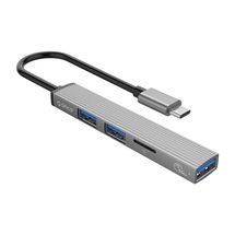 Hub 3 Portas USB > + TF p/ Tipo - C - Aluminio - Orico - AH-12F-GY