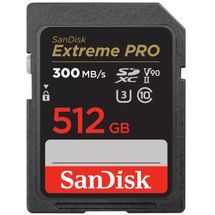 Cartão de memória SDXC 512GB Sandisk Extreme PRO (300MB/s, UHS-II, U3, C10, V90) - SDSDXDK-512G-GN4IN