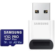 Cartão de memória microSDXC 128GB Samsung PRO Plus (UHS-I, U3, A2, V30 c/ Leitor) - MB-MD128SB/AM