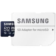 Cartão de memória microSDXC 512GB Samsung PRO Ultimate (UHS-I, U3, A2, V30 c/ Adaptador) - MB-MY512SA/AM
