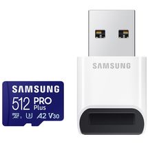 Cartão de memória microSDXC 512GB Samsung PRO Plus (UHS-I, U3, A2, V30 c/ Leitor) - MB-MD512SB/AM