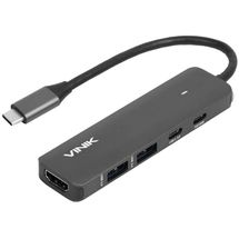 Hub USB-C 5 em 1 - Vinik - 2 USB 3.0 10Gbps, PD 100W,  HDMI 4K - Type C DT - HV51C