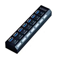 Hub USB 3.0 - 7 portas - com interruptor de energia - MD9 - Preto - 9203