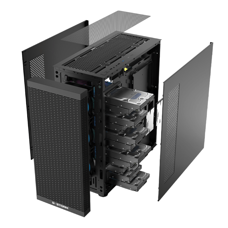 Gabinete Gstorm Enterprise Workstation Full Tower E-ATX - 12 HDD, USB Type-C, Preto-1790596329100